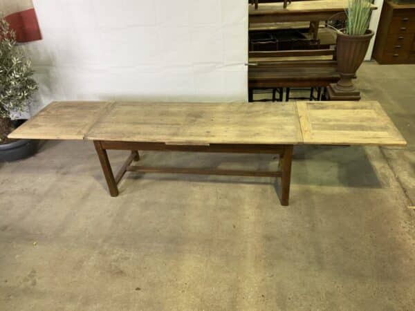 Antique French Oak Refectory 12 seater Extending Scrub Top Dining Table, c 1870 - Image 8