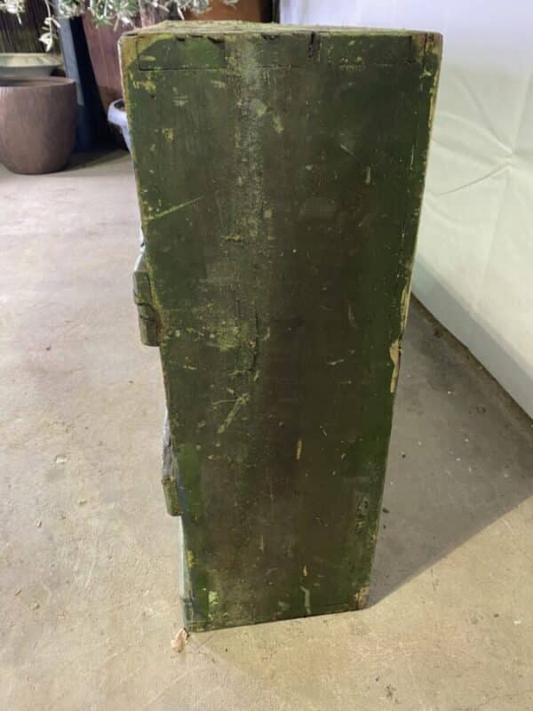 Antique Painted Pine Pigeonholes Green Industrial, c 1920 - Image 7