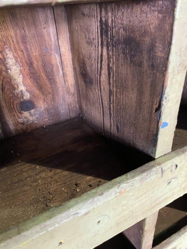 Antique Painted Pine Pigeonholes Green Industrial, c 1920 - Image 14