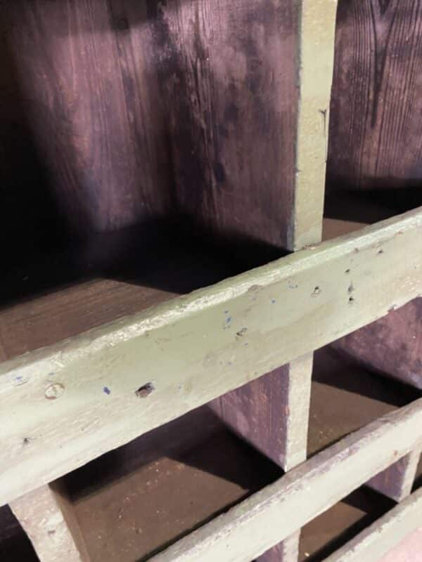 Antique Painted Pine Pigeonholes Green Industrial, c 1920 - Image 16