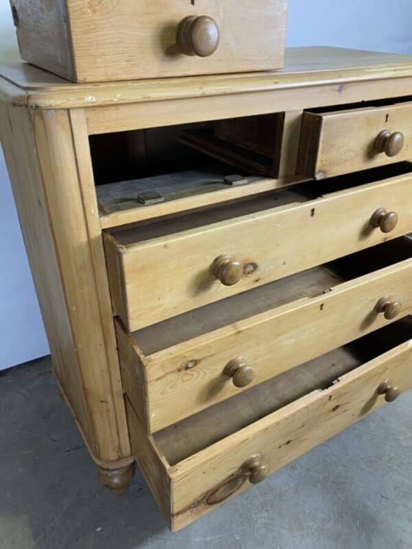 Antique Victorian Pine Two/Three Chest of Drawers, c 1870 - Image 6