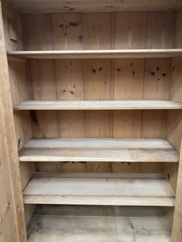 Antique Pine Continental Armoire Wardrobe Linen Cupboard, c 1870 - Image 14
