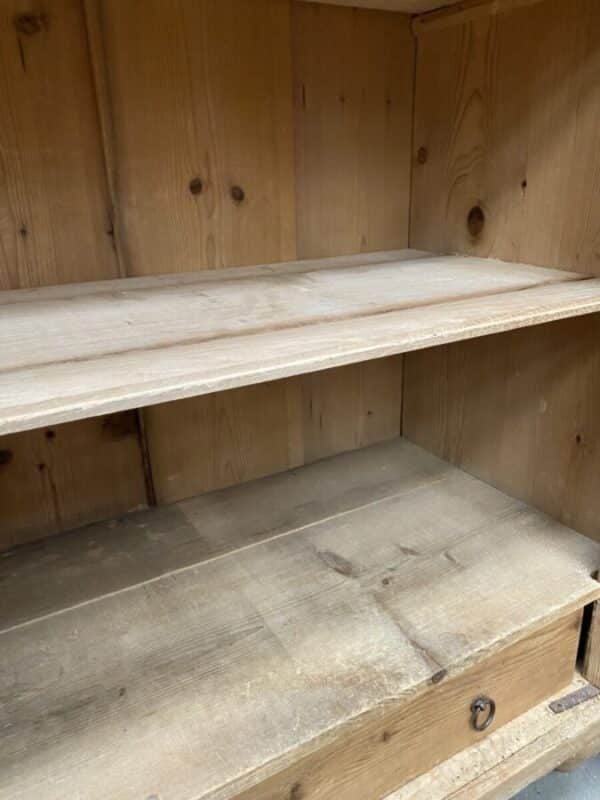 Antique Pine Continental Armoire Wardrobe Linen Cupboard, c 1870 - Image 18
