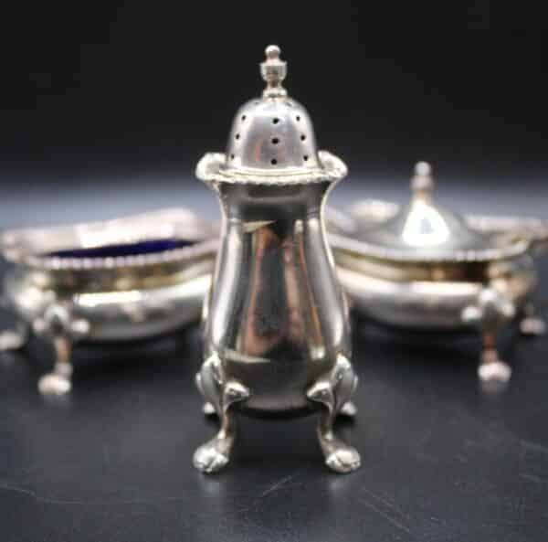 Sterling Silver Boxed Five Piece Cruet Set Antique Silver 9