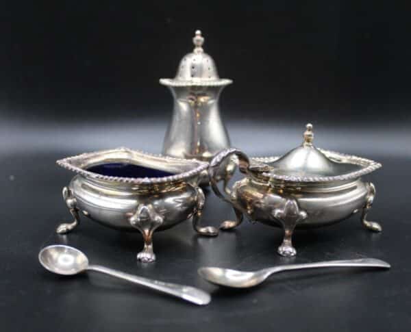 Sterling Silver Boxed Five Piece Cruet Set Antique Silver 4