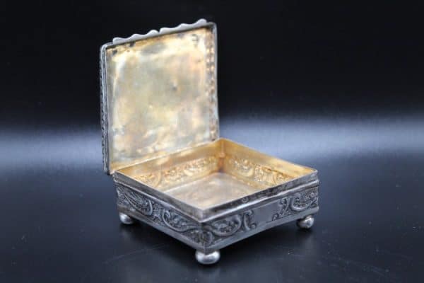 Silver Pin Cushion Topped Box Antique Silver 8