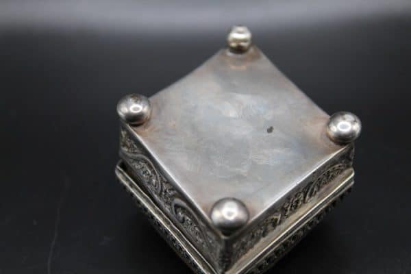 Silver Pin Cushion Topped Box Antique Silver 6