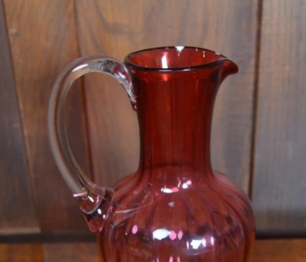 Victorian Cranberry Glass Water Jug SAI2882 cranberry glass Antique Glassware 4