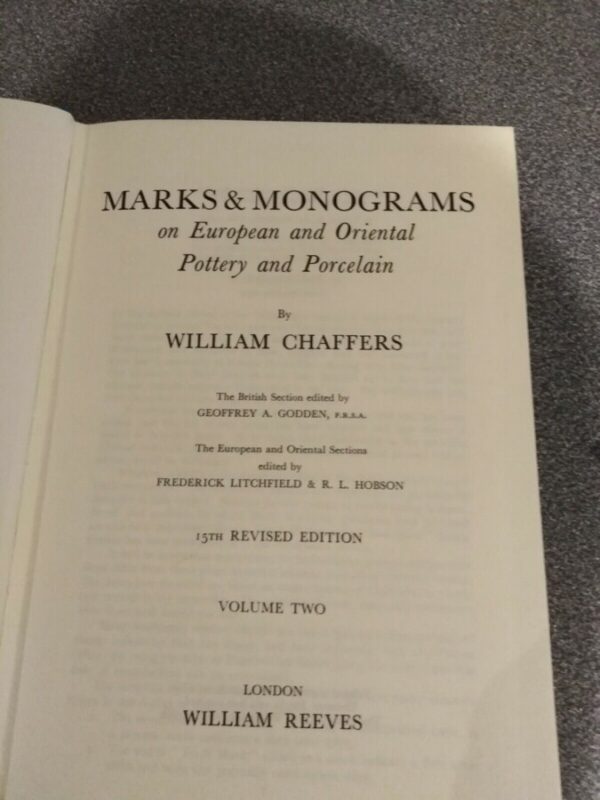 Marks & Monograms on Pottery & Porcelain Vol 1&2 – William Chaffers Antiques Book Miscellaneous 7