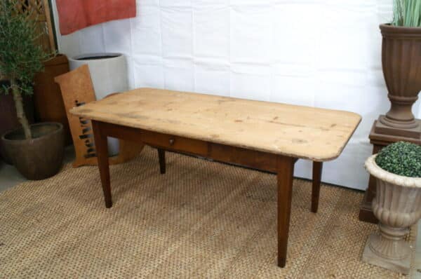 Antique French Pine & Oak Farmhouse Work Refectory Dining Table, c 1810 Antique Miscellaneous 3