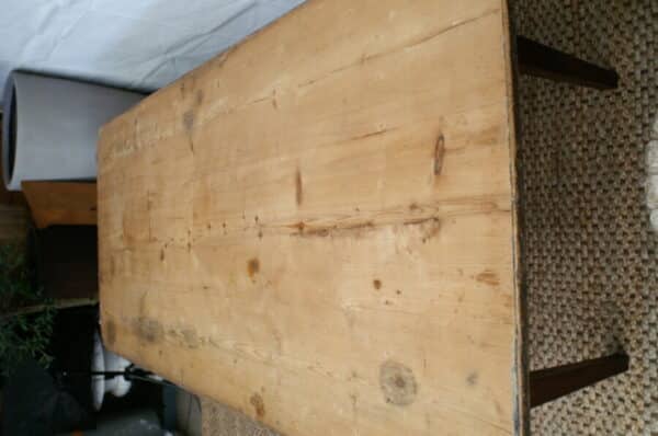 Antique French Pine & Oak Farmhouse Work Refectory Dining Table, c 1810 - Image 8