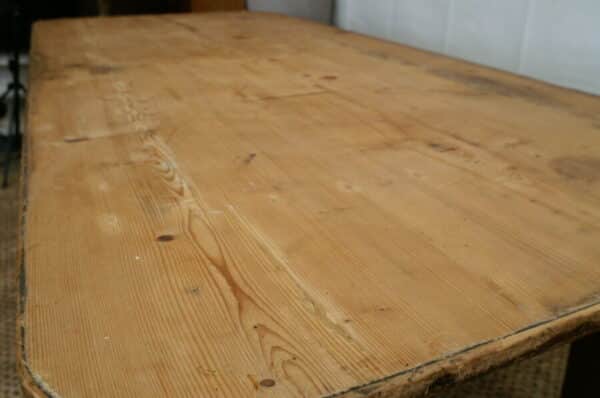 Antique French Pine & Oak Farmhouse Work Refectory Dining Table, c 1810 - Image 3