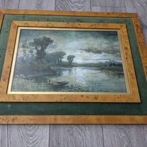 Henry Maurice page river Thames near hurley 1890 Water Colour Antique Art