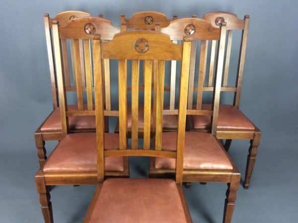 Set of Six Arts & Crafts Walnut Shapland & Petter Dining Chairs c1900 Arts and Crafts Dining Chairs Antique Chairs 10