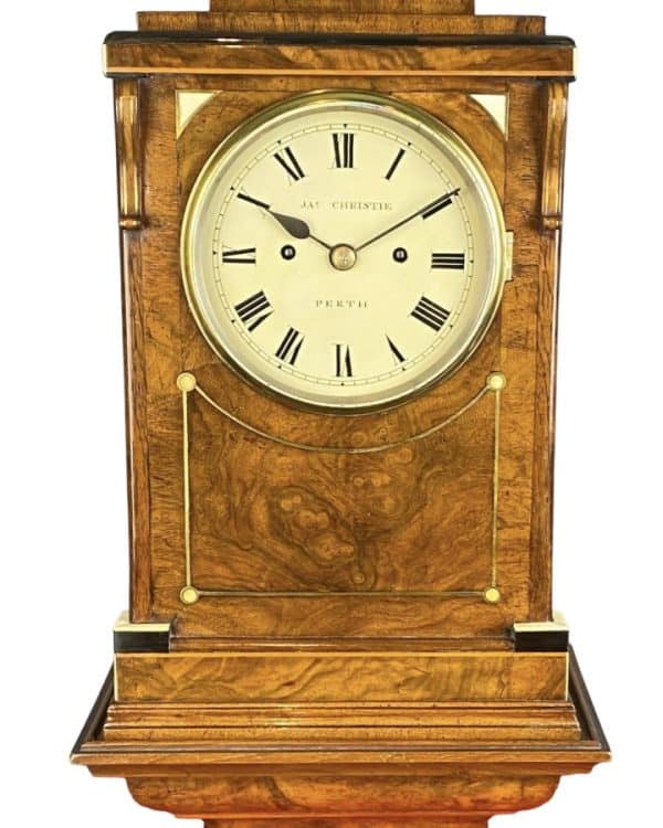 A Stunning Burr Walnut Scottish Bracket Clock With Bracket Circa 1830 bracket clock Antique Clocks 3
