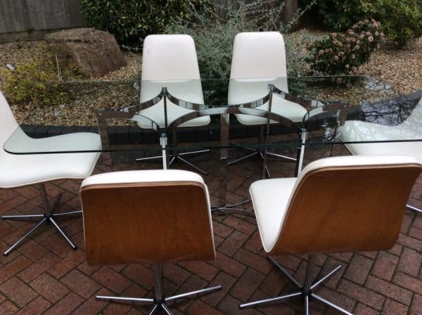Merrow Associates Mid Century Chrome & Glass Dining Table designed by Richard Young c1970's - Image 7