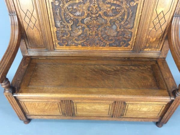 Shapland & Petter Arts & Crafts Oak Box Settle c1900 - Image 5
