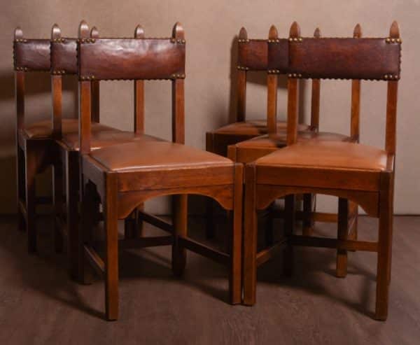 Set of 6 Arts and Crafts Oak Chairs Antique Chairs 3