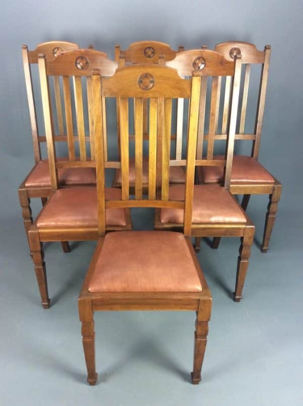 Set of Six Arts & Crafts Walnut Shapland & Petter Dining Chairs c1900 Arts and Crafts Dining Chairs Antique Chairs 3