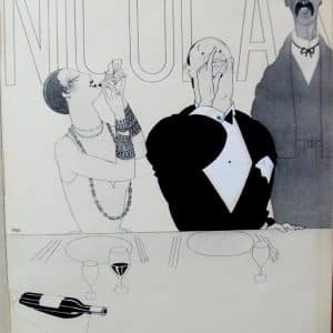 PAUL IRIBE ORIGINAL 1930 FRENCH LITHOGRAPH for NICOLAS WINE ‘ BEAUCOUP DE ROUGE’ lithograph Antique Art