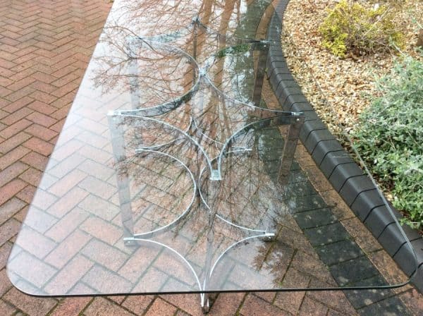 Merrow Associates Mid Century Chrome & Glass Dining Table designed by Richard Young c1970's - Image 3