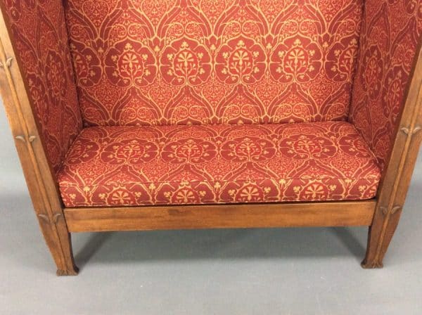 Rare George Montague Ellwood Oak Settle c1900 - Image 7