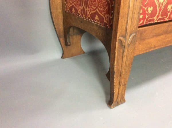Rare George Montague Ellwood Oak Settle c1900 - Image 8