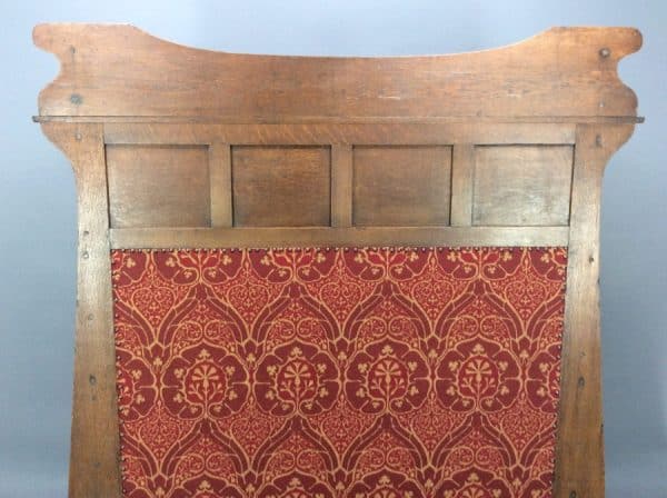 Rare George Montague Ellwood Oak Settle c1900 - Image 10