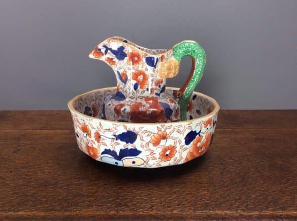 Large Victorian Masons Ironstone Jug & Bowl c1880