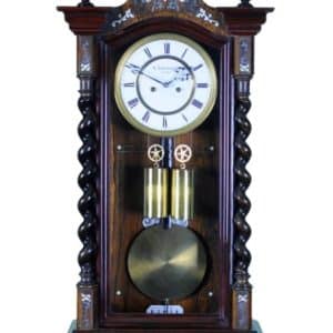 Inlaid Dwarf Vienna Regulator Wall Clock – W . Schonberger In Wein vienna wall clock Antique Clocks