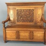 Shapland & Petter Arts & Crafts Oak Box Settle c1900 hall bench Antique Benches