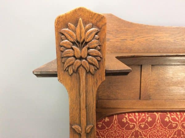 Rare George Montague Ellwood Oak Settle c1900 - Image 5
