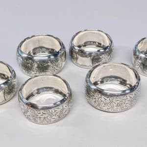 Set of 6 Napkin Rings Napkin Rings Antique Silver
