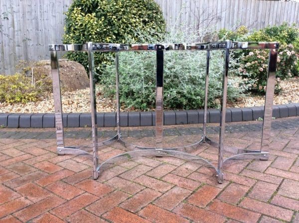 Merrow Associates Mid Century Chrome & Glass Dining Table designed by Richard Young c1970's - Image 5