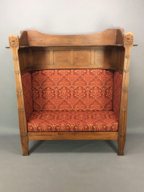 Rare George Montague Ellwood Oak Settle c1900 hall bench Antique Benches 3