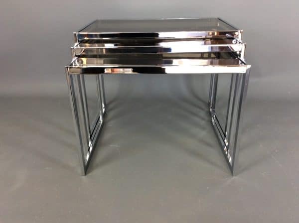 Mid Century Chrome & Glass Nest of Tables by Howard Miller - Image 3