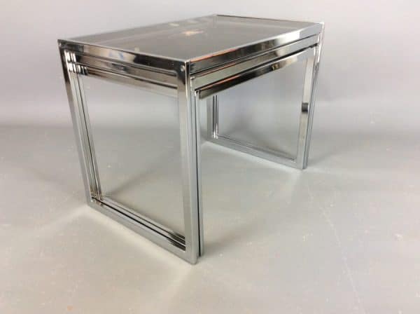 Mid Century Chrome & Glass Nest of Tables by Howard Miller - Image 6
