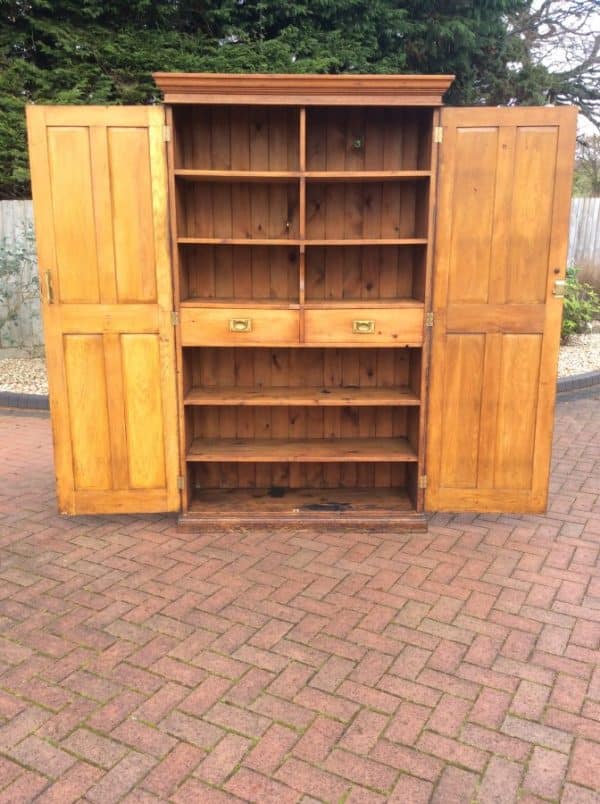 Large Victorian Solid Oak School Cupboard housekeeper's cupboard Antique Cabinets 6