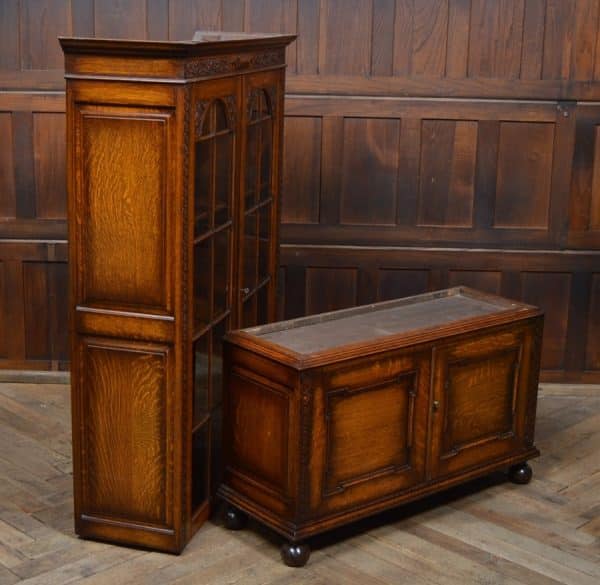 Edwardian Oak Bookcase/ Display Cabinet SAI2890 Antique Bookcases 4