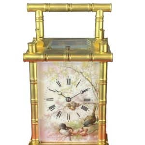 Fine Porcelain , Bamboo Repeating Carriage Clock carriage clock Antique Clocks