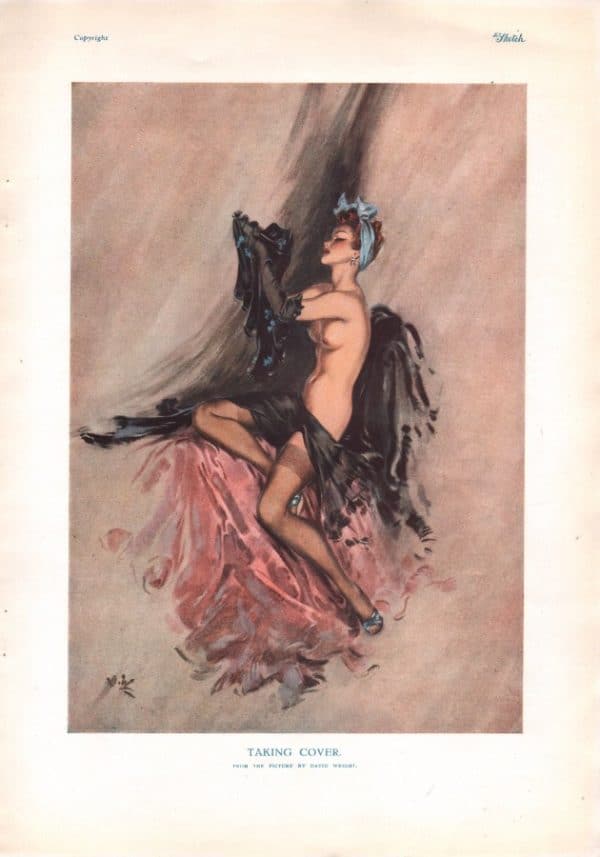 DAVID WRIGHT 1940’s ORIGINAL PRINT – ‘TAKING COVER’ NOT A COPY OR REPRODUCTION Antique Print Antique Art 3