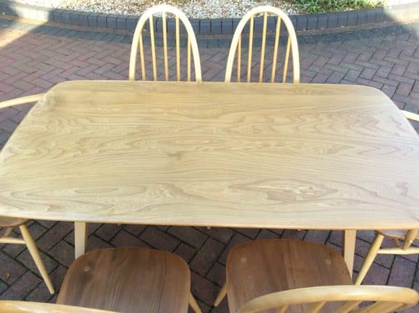 Ercol Dining Table and Six Windsor Chairs Dining Antique Chairs 4