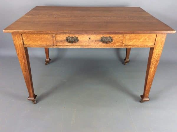 Large Arts & Crafts Writing Desk c1900 Oak Desk Antique Furniture 3