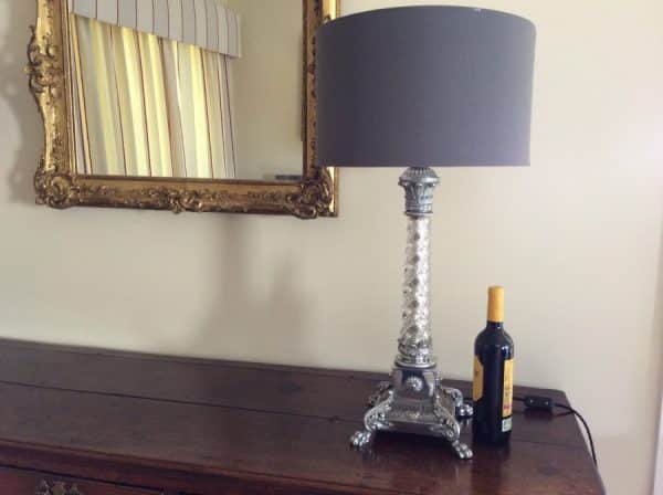 Early 20th Century Chrome and Glass Table Lamp