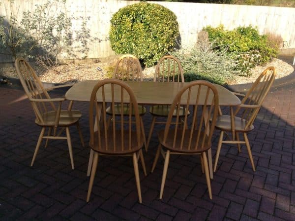 Ercol Dining Table and Six Windsor Chairs - Image 4