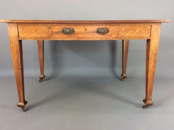 Large Arts & Crafts Writing Desk c1900 Oak Desk Antique Furniture 4