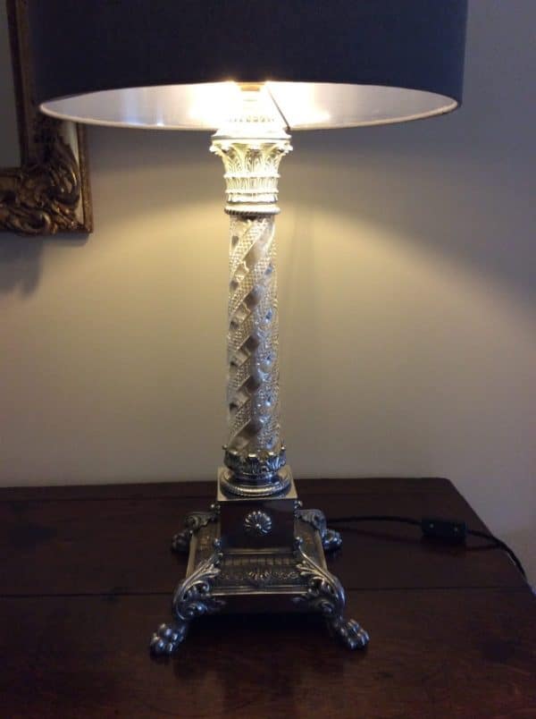 Early 20th Century Chrome and Glass Table Lamp chrome Antique Glassware 8