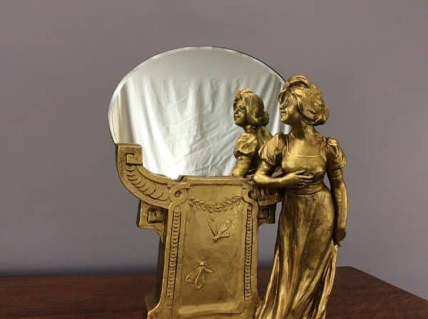 Large Art Nouveau Figural Mirror by Goldscheider c1895 art nouveau Antique Collectibles 6