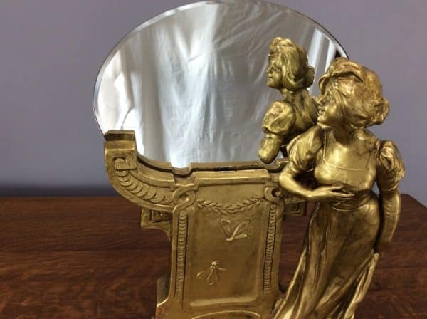 Large Art Nouveau Figural Mirror by Goldscheider c1895 - Image 6