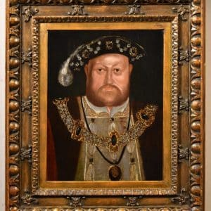 King Henry VIII 16th-17th Oil Portrait On Oak Panel Circle Of Hans Holbein The Younger Antique Paintings Antique Art
